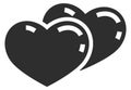 Hearts pair black icon. Love romantic symbol