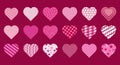 Hearts with patchwork style patterns. Valentine\'s Day Royalty Free Stock Photo