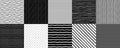 Hand drawn seamless stripes patterns big set, striped backgrounds Royalty Free Stock Photo