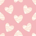A seamless pastel pink background with funky hearts in red and white Royalty Free Stock Photo