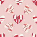 Valentine`s day background with funky hearts in red and white Royalty Free Stock Photo