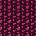 Red Pink and purple small and large hearts seamless pattern