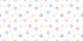 Hearts and paws seamless repeat pattern background, cute