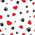 Hearts and Paws seamless repeat pattern Royalty Free Stock Photo