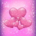 Hearts on a pink background