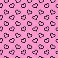 Hearts on a pink background seamless pattern. Packaging design for gift wrap. Vector illustration. Lol doll style Royalty Free Stock Photo