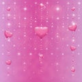 Hearts on a pink background with stars