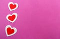 Hearts on a pink background
