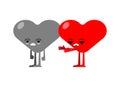 Hearts quarreled. Two love are arguing. Concept of discord in relationships. Quarrel of lovers. couple arguing