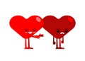 Hearts quarreled. Two love are arguing. Concept of discord in relationships. Quarrel of lovers. couple arguing
