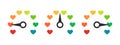 Hearts rating. Mood scale. Satisfaction indicator. Performance measurement client satisfaction. Vector illustration