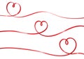 Hearts red ribbon shape isolated vector