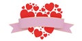 Hearts and ribbon happy valentines day background. 3D illustration