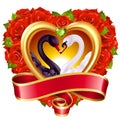 Hearts, roses and swans Royalty Free Stock Photo