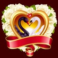 Hearts, roses and swans Royalty Free Stock Photo