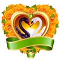 Hearts, roses and swans Royalty Free Stock Photo