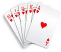 Hearts royal flush playing cards poker hand Royalty Free Stock Photo
