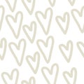 Hearts - seamless beige and white