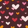 Hearts, seamless love pattern. Endless romantic background, repeating print. Valentine day texture, backdrop design for