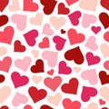 Hearts seamless pattern background. Red heart simple design