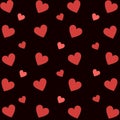 Hearts seamless pattern. Repeating love background. Repeated scattered hearts for design prints