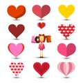 Hearts Set with Girl and Love Title Isolated