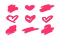 Hearts set icon and pink abstract shape. colorful creative frames for advertising text. Hand drawing love collection Royalty Free Stock Photo