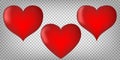 Hearts with shading on transparent background. Emotion symbols.