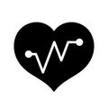 Hearts shape with beat pulse line isolated on white, heart wave icon flat, clip art heartbeat of medical apps and websites, shaped
