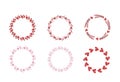 Hearts shape round wreath, valentine's day greetings, romantic lovely cute vector frame template Royalty Free Stock Photo