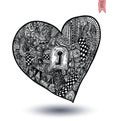 Hearts shapes, hand drawn ornaments. Royalty Free Stock Photo