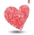 Hearts shapes, hand drawn ornaments. Royalty Free Stock Photo