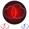 Hearts silhouette in red ring