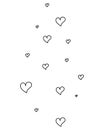 Hearts. Sketch. Small symbols of love rise up. Vector illustration. Coloring book for children.