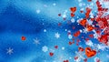 Hearts and snowflakes as a symbol of romantic love
