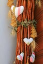 Hearts and spirally woven corn dolly