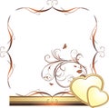 Hearts and sprig. Decorative frame for design Royalty Free Stock Photo