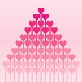 Hearts stack in form of a pyramid, pink colorful illustration for Valentine`s day or Mother`s day, flat design for cards, weddings Royalty Free Stock Photo