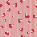 Hearts on a striped background