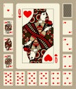 Hearts suit playing cards Royalty Free Stock Photo