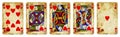 Hearts Suit Vintage Playing Cards isolated