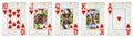 Hearts Suit Vintage Playing Cards - Isolated on White Royalty Free Stock Photo