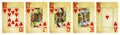 Hearts Suit Vintage Playing Cards isolated on white Royalty Free Stock Photo