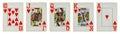 Hearts Suit Vintage Playing Cards - Isolated on White