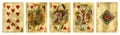 Hearts Suit Vintage Playing Cards - Isolated on White