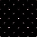 Hearts symmetric vector seamless pattern. Pink hearts on black background. Diagonal hearts. Repeating texture with hearts Royalty Free Stock Photo