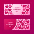 Hearts valentines banner paper cut