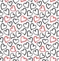 Hearts on the white background. Seamless pattern for Saint Valentine`s Day Cards. Royalty Free Stock Photo