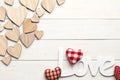 Hearts on wooden background