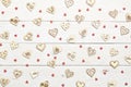 Hearts on wooden background